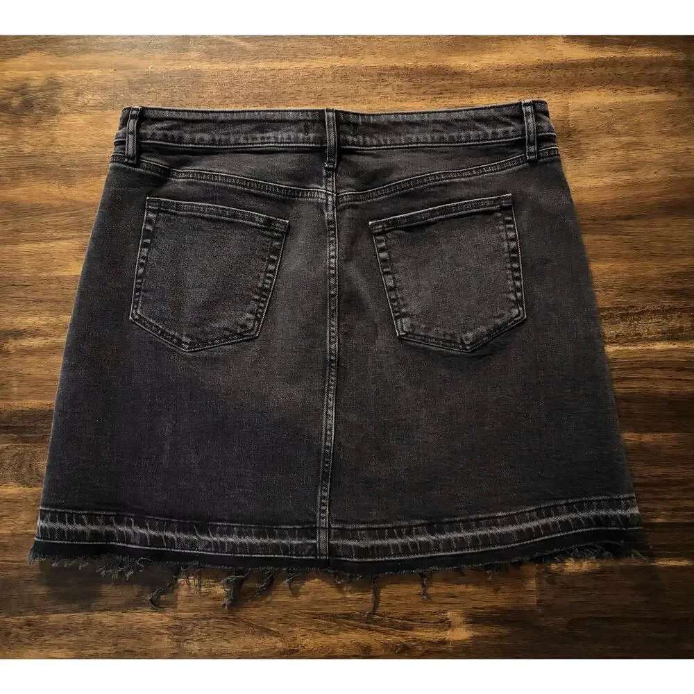 Ann Taylor Loft Women’s 12 Short Skirt Black Denim Jean Cotton Stretch Mini